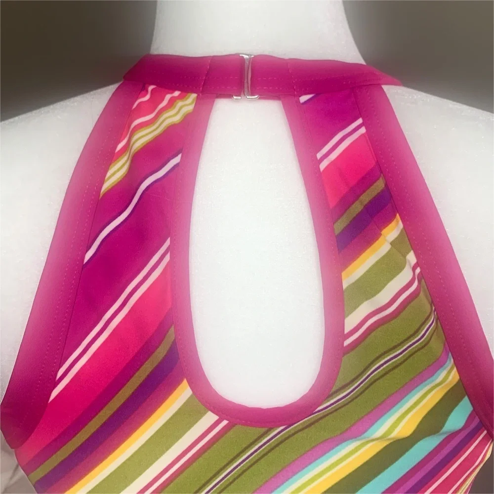 Lands End Halter Tankini Top 6 Keyhole Modest Swim Beach Cruise Resort